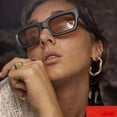 thumbnail image 6 of Thick Matte Black Square Frame Sunglasses for Men Women Chunky Brown Tinted Lens 90's Retro Rectangle UV Protection Trendy Hip Hop Y2K Simple Designer Sunglasses Fashion Dark Black Shades, 6 of 8