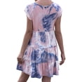 thumbnail image 6 of Uhndy Women's Tie Dye Print V Neck Short Sleeve Ruffle Hem Pleated Mini Dress, Ruffle Pleated Skirt, Women Short Sleeve Mini Dress, Tie Dye Dress S-1-2XL, 6 of 6
