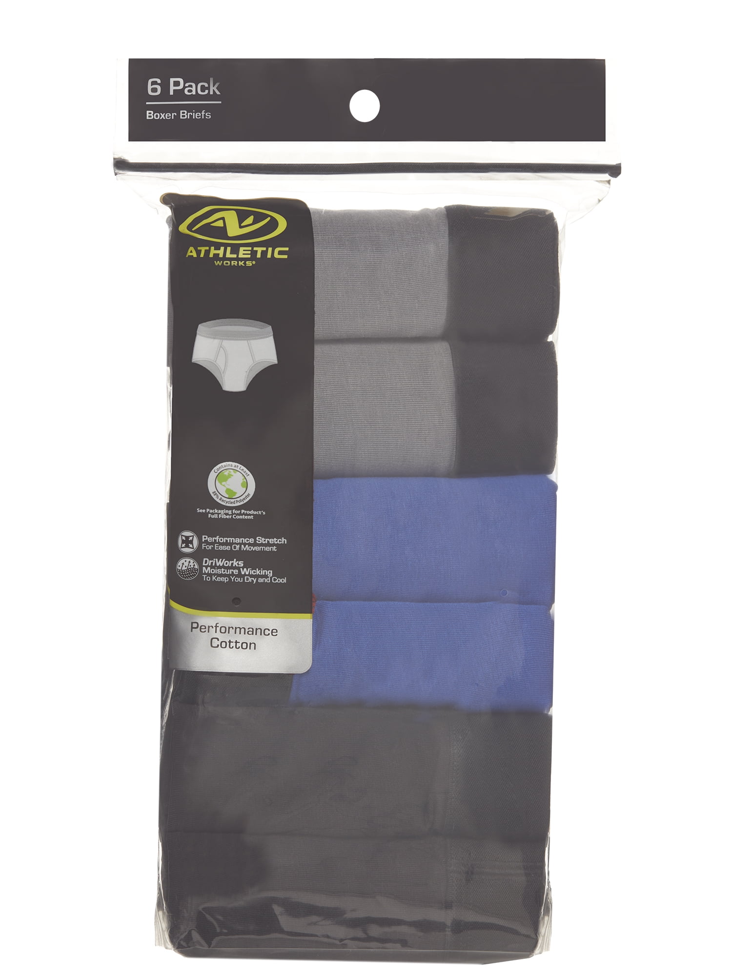 Athletic Works Men's Performance Cotton Brief, 6 Pack
