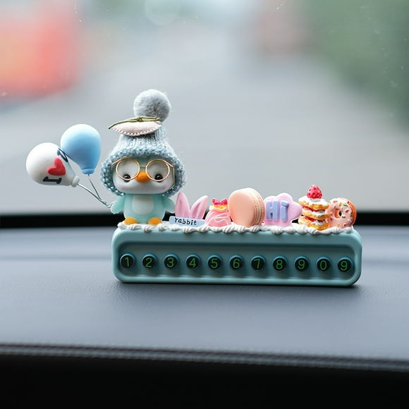Temporary parking card, cute blue penguin design car mobile number card, mobile phone number vehicle parking license plate, gift