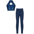 thumbnail image 3 of TTAO Girls 2 Piece Dance Outfits Sequins Crop Top with Leggings Pants Set for Gymnastics Practice Activewear Navy Blue 12, 3 of 4