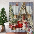 thumbnail image 4 of Shower Curtain 72"W x 84"L Vintage Christmas Snowman Truck Xmas Tree Fabric Shower Curtains Set with Hooks Water Repellent Bathroom Curtains Machine Washable Bathroom Accessories, 4 of 9