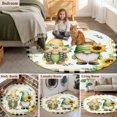 thumbnail image 5 of Sunflowers Gnomes Round Area Rug 6Ft Washable Circle Rugs for Bathroom Office, Eucalyptus Spring Black Checkered Non-Slip Carpet Floor Mats Indoor Outdoor Carpet Runner Aesthetic Home Decor, 5 of 8