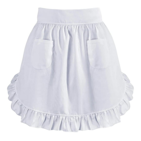 GROWTH TANK Waist Apron Lightweight Comfortable Half Apron for Flower Shop Baking Server White