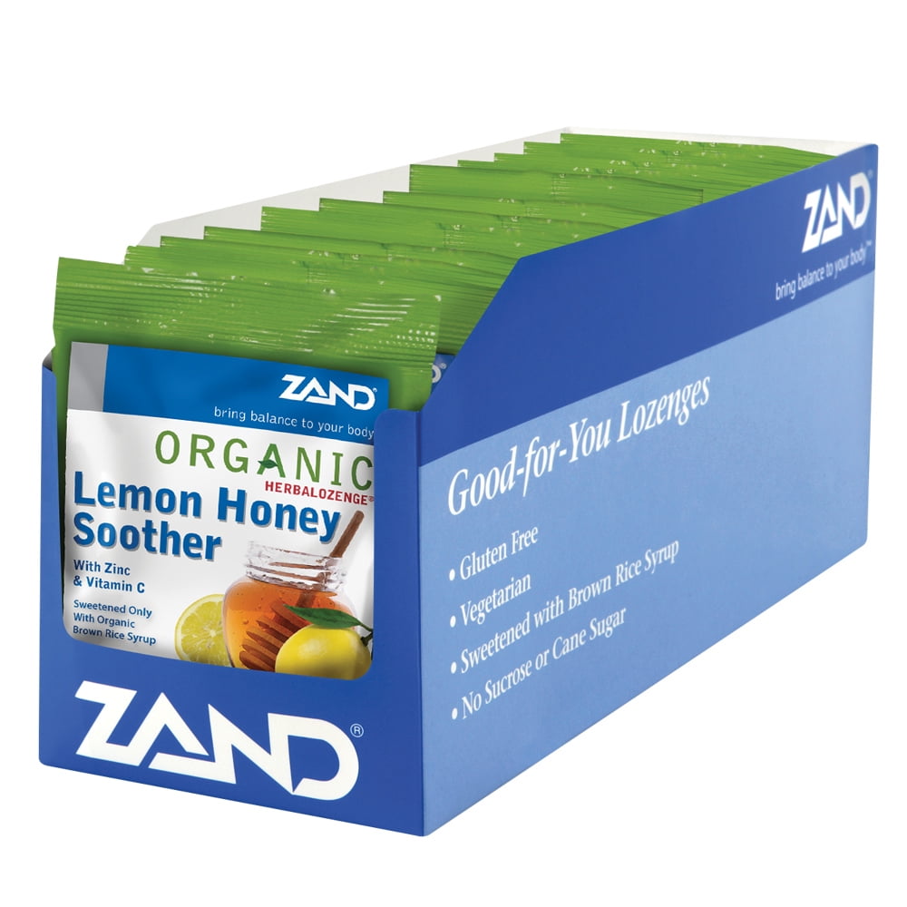 Zand HerbaLozenge Organic Lemon Honey Soother Throat Lozenges w/ Vit