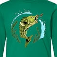 thumbnail image 4 of Inktastic Leaping Bass Fish Fishing Illustration Long Sleeve Youth T-Shirt, 4 of 5