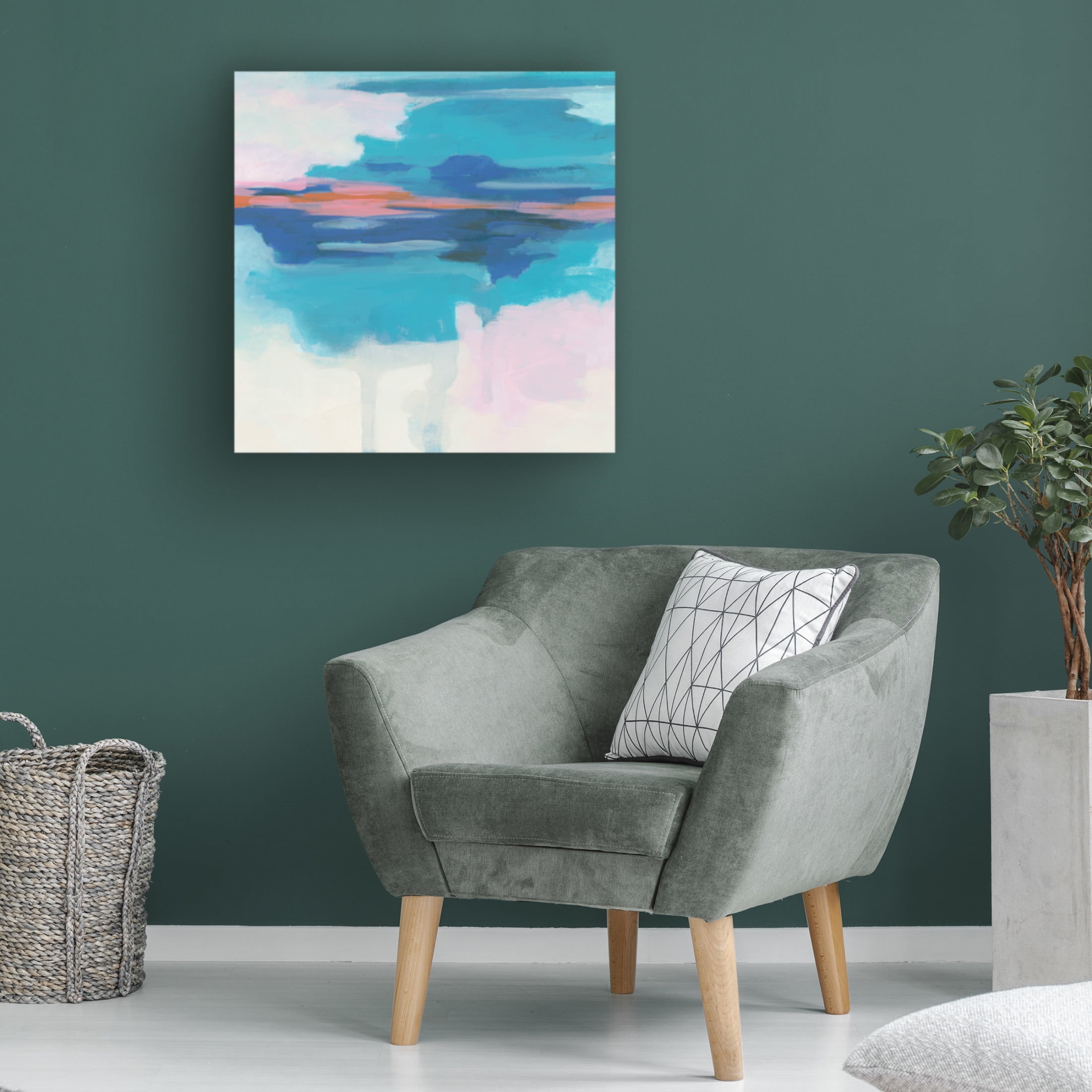 Canvas Wall Art - June Erica Vess 'Cyan Sunset I' Wall Art for Living Room, Bedroom, or Office Décor by Trademark Fine Art - 18 x 18 Inches
