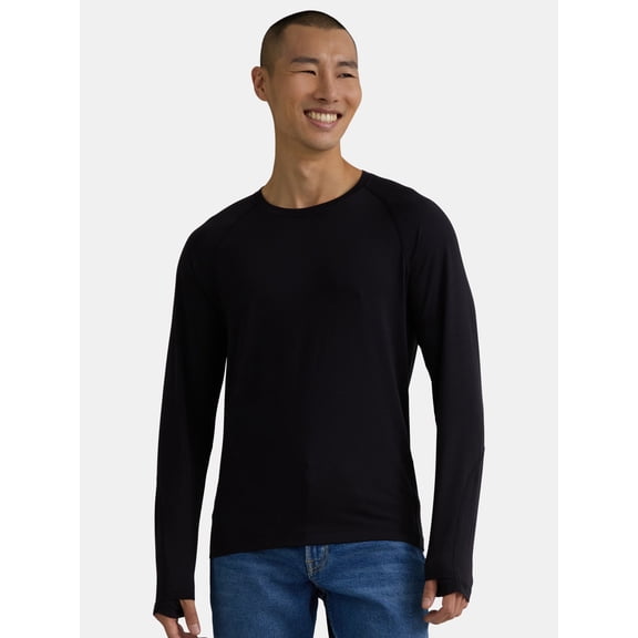 Ozark Trail Men's & Big Men's Merino Wool Blend Long Sleeve Tee with UPF50 , Sizes S-3XL