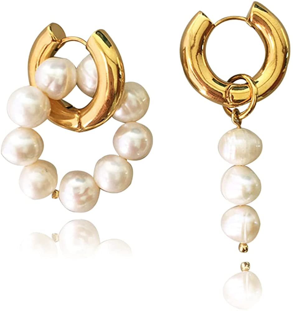 Multi Color Baroque Pearl Earrings yellow gold plated hook earrigns Multi Color Baroque Pearl Earrings yellow gold plated hook earrigns
