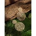 thumbnail image 2 of Gold Tone Filigree Round Disc Dangle Drop Earrings, Vintage Fashion Statement Jewelry Gift for Women, 2 of 7
