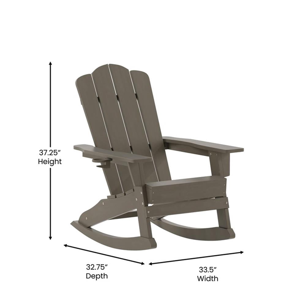 Afuera Living Rocking Adirondack Chair with Swiveling Cupholder - Brown