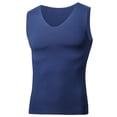 thumbnail image 4 of Mens Workout Tank Tops V Neck Sleeveless Slim Fit Bodybuilding Fitness Muscle Shirts Casual Basic Summer Beach Tops Navy, Size L, 4 of 4