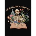 thumbnail image 3 of T-Shirt Graphique Noir pour Fille "One More ChapterBook Lover" - Tee-Shirt Décontracté à Imprimé Floral Squelette, Haut à Manches Courtes et Col Rond Extensible Doux pour Tenue Décontractée, Vêtements de Sport, Vêtements à Thème Littéraire, 3 of 7
