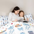 thumbnail image 5 of jejeloiu Blue Cow Print Cowboy Boot 7-Piece Bedding Comforter Set Kids,Dreamy Princess Bow King Bedding Sets For Girls,Reversible, 5 of 7