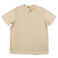 thumbnail image 3 of FINALGANG Mens Solid Color Short Sleeve Cable Knit Polo TShirt For Business Casual Office Wear Daily Summer Outdoor Activities Khaki S, 3 of 7