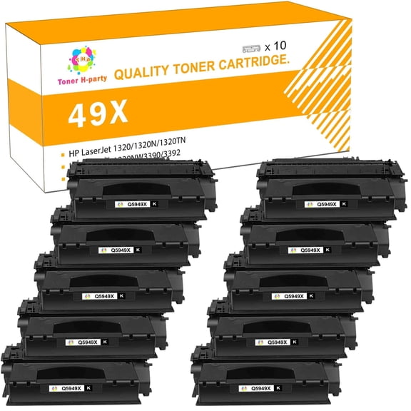 Colorich Q5949X 49X 49x toner Toner Cartridge for LaserJet 1320 1320N 1320TN 1320NW 3390 3392 Printer (Black，10 Pack，7000 Pages)