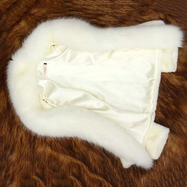 Women Winter Coat Jacket Long Sleeve Fluffy Faux Fur Fur Coat for Party and  Cocktail Party 2XL White