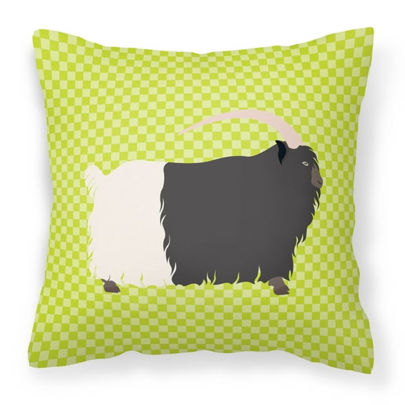Carolines Treasures BB7713PW1414 Welsh Black-Necked Goat Green Fabric Decorative Pillow, 14 x 14 in.
