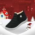 thumbnail image 2 of Kids Snow Boots Slip on Warm Fuzzy Lined Ankle Booties Boys Girls Winter Casual Solid Color Thick Soft Sole Low Top Walking Shoes 12.5 Little Kid Black, 2 of 4