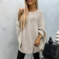 thumbnail image 5 of Women'S Elegant Knitted Cape Sweater Crew Neck Long Sleeve Baggy Tops Fashion Knitted Shawl Sweater Apricot XXL, 5 of 8