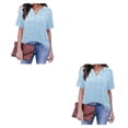 thumbnail image 3 of Blusa con cuello en V Qarigey Floral manga corta holgada verano mujer S M L XL XXL, 3 of 6