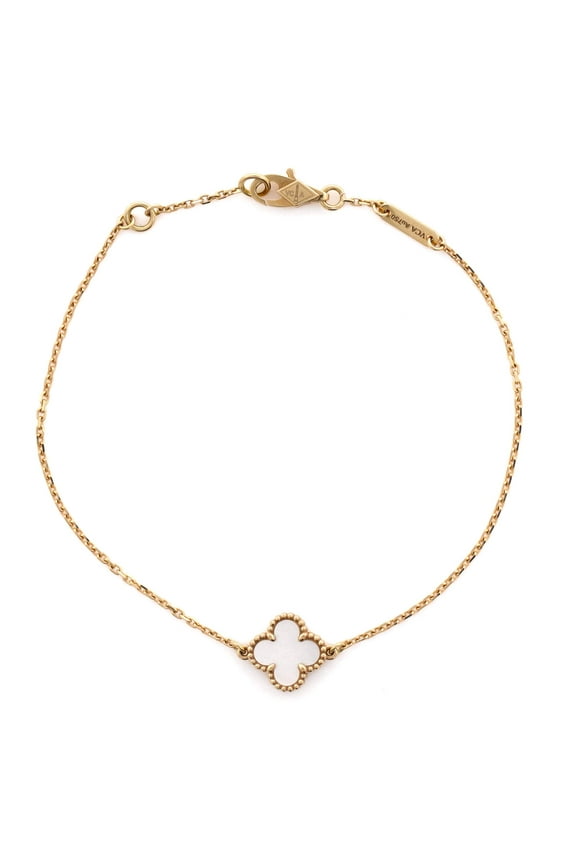 Pre-Owned Van Cleef & Arpels Sweet Alhambra Bracelet 18K Yellow Gold and Mother of Pearl By Rebag