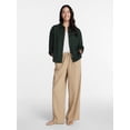 thumbnail image 3 of Time and Tru Women's Linen Blend Button Front Cropped Top with Long Sleeves, Sizes XS-XXXL, 3 of 6
