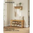 thumbnail image 3 of 3-Tier Shoe Rack Bench, Hallway Bamboo Organizer, Home Storage Shelf with Holds 286 lb, Natural, 3 of 7