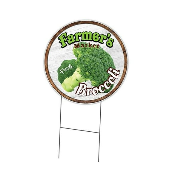 SignMission C-24-CIR-DS-WS- Broccoli 24 in. Double Sided Corrugated Circular Plastic Sign - Farmers Market Broccoli