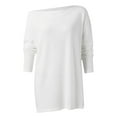 thumbnail image 4 of Tiweut Casual Sweaters for Women Off Shoulder Long Sleeve Oversized Solid Color Pullover Sweater Knit Loose Fit Elegant Blouses White,L, 4 of 8