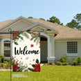 thumbnail image 2 of JOOCAR Welcome Christmas Garden Flag with Poinsettia Holly and Pine Design for Winter Christmas Home Outdoor Garden Yard Door Decor 12x18 inch, 2 of 5