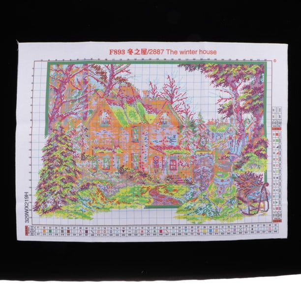 Kit Broderie Point De Croix 14CT Pré-imprimé - Paysage 55x43 Cm, Fils DMC, Pour Débutants