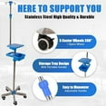 thumbnail image 4 of Medical IV Pole with Tray, 60" to 78" Adjustable Height IV Fluid Bag Stand with 4 Hooks, Portable 5-Leg IV Pole with Tray Wheels for Hospital Clinic Home IV Infusion, 4 of 7