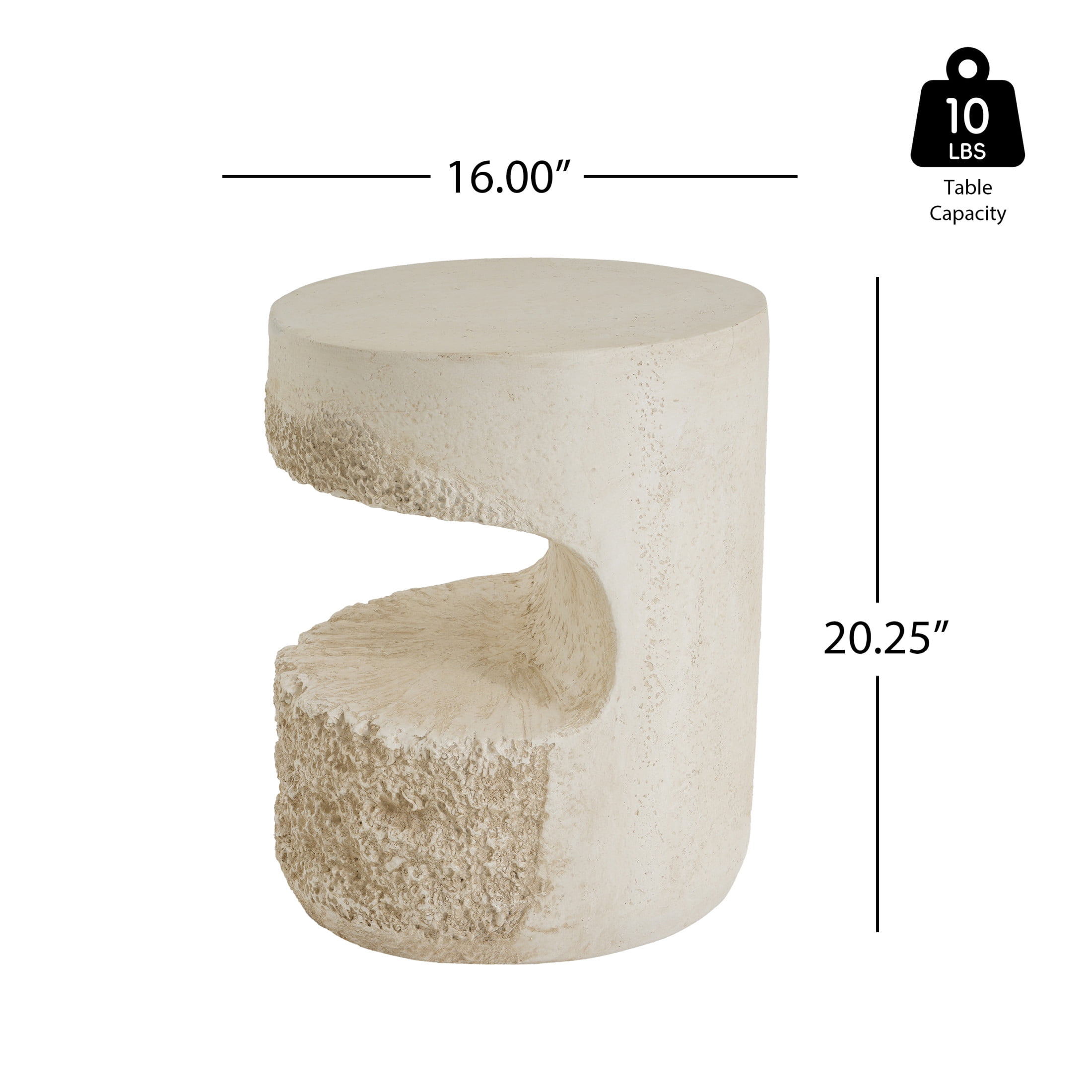 Christopher Knight Home Outdoor Round MGO Accent Side Table, Travertine-Look Coastal Design, Beige