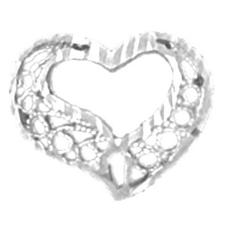 18K White Gold Floating Heart Pendant - 11 mm