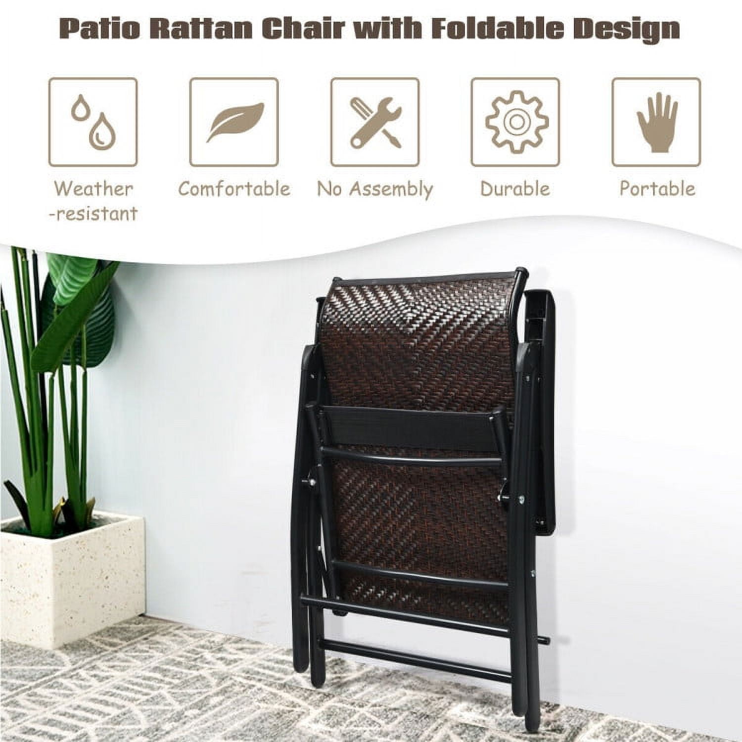 Aimee Lii Patio Rattan Folding Chair with Armrest, Outdoor Folding Chairs Aimee Lii Patio Rattan Folding Chair with Armrest, Outdoor Folding Chairs