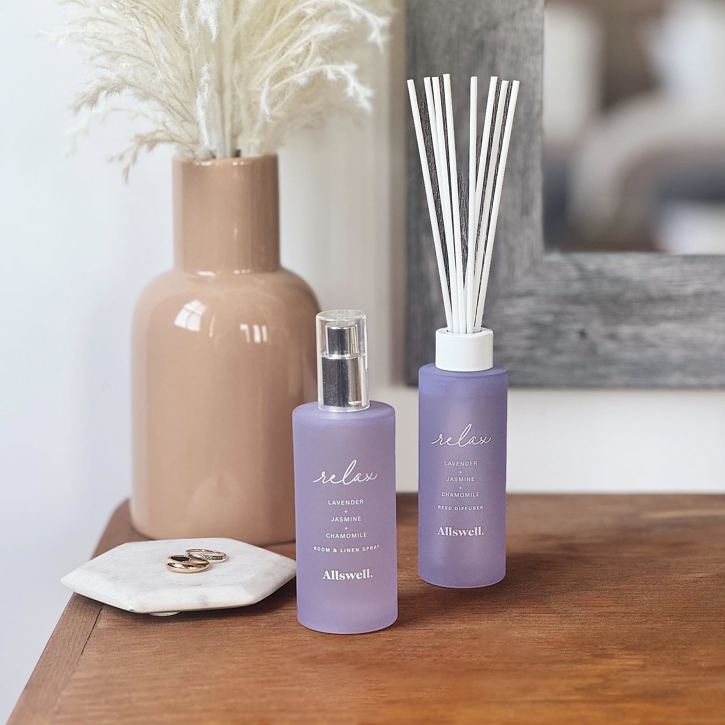 Allswell Relax (Lavender + Jasmine + Chamomile) Scented Room and Linen Spray 3.4 Fl Oz (100mL).
