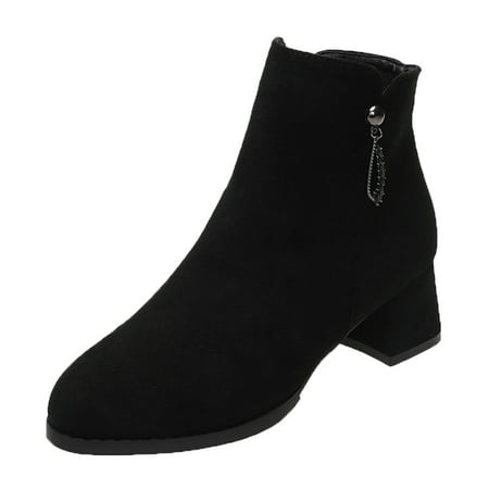 

Ki-8Jcud Black Heel Boots Knee High Fashion Women Flock Solid Color Autumn Thick Sole Square Heels Zipper Short Booties Round Toe Shoes Boots Lace Up Women Taupe Boots For Women With Heel Women Boot