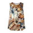 thumbnail image 4 of Staron Women Button Down Round Neck Sleeveless Floral Boho Casual Vacation Beach Loose Tops Blouse, XXL, 4 of 6