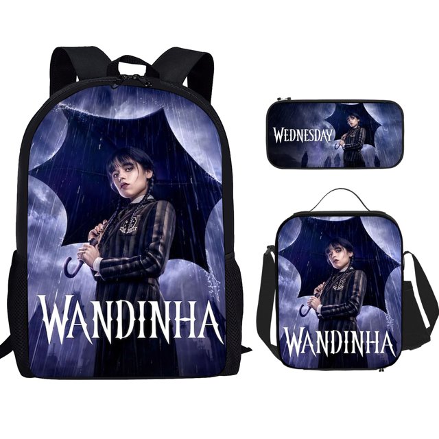 Adams Wednesday school bag three-piece set nylon printed student backpack children's backpack