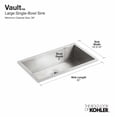 thumbnail image 2 of Kohler K-3821 Vault 32" Undermount Single Basin Stainless Steel Kitchen Sink, 2 of 7
