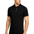 thumbnail image 2 of COSFO Short Sleeve Polo Tshirts Shirts for Men Black Ribbed Knit Casual Shirts Golf Pullover Business Collared Classic Fit Tops, 2 of 5