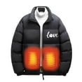 thumbnail image 2 of Feancey Mens Winter Heated Jackets 6 Zone Rechargeable Heating Down Coats Love Letter Printed Puffer Jacket Full Zip Stand Collar Winter Coat Black L, 2 of 7