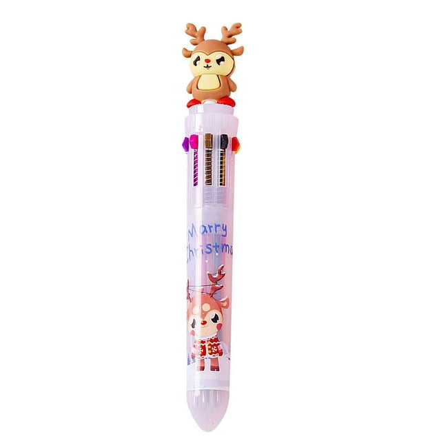 Matoen12 10 Color Christmas Retractable Ballpoint Pen, 0.7 mm Multicolor Pen, Push Type Multifunction Marker for Home Office School, Students Kids Gift