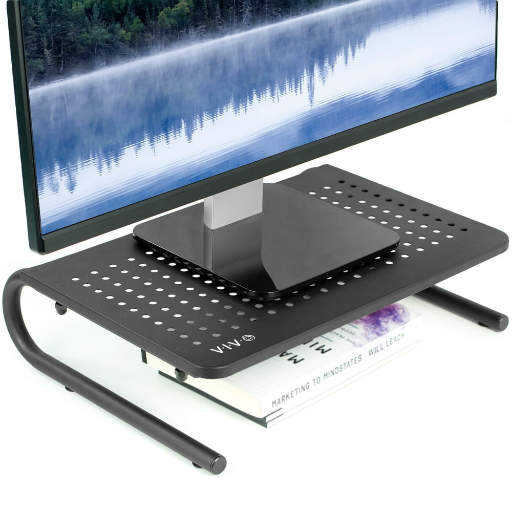 VIVO Black Metal Desktop Stand Ergonomic Monitor and Laptop Riser 14.5
