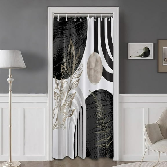 Boho Mid Century Modern Shower Curtain Black and White Shower Curtains for Mens Bathroom Decor Cool Grey MCM Masculine Bath Curtain Set, Waterproof Fabric with Hooks, 36" W x 72" L