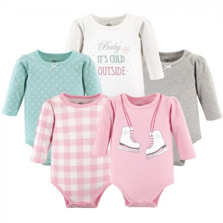 UPC: 0660168710427 | Little Treasure Baby Girl Cotton Long-Sleeve Bodysuits 5pk  Ice Skates  0-3 Months