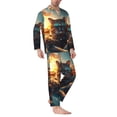 thumbnail image 2 of Lsque Cool Cat Driving Sunset Pattern Long Sleeve Pajama Set for Men - Soft 2-Piece Sleepwear and Loungewear Set with Pockets, Comfy Nightwear-Large, 2 of 7