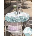 thumbnail image 5 of Fsddascl Teal Green Coastal Outdoor Tablecloth - 60 Inch Round Dining Table Cover, Coral Jellyfish Nautical Waterproof Outdoor Table Cloth with Umbrella Hole & Zipper for Picnic/Patio/Party, 5 of 7