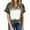 Army Green, variant on Giftesty Women's Tops Women's Casual Loose Blouse Tiy-dye Printing V Neck T-Shirt Shirts Blouse Print Tee